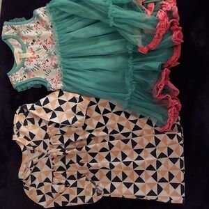 Matilda Jane & Tea Girl's Dresses - Sz. 4  Teal/Pink & Peach/Black colors